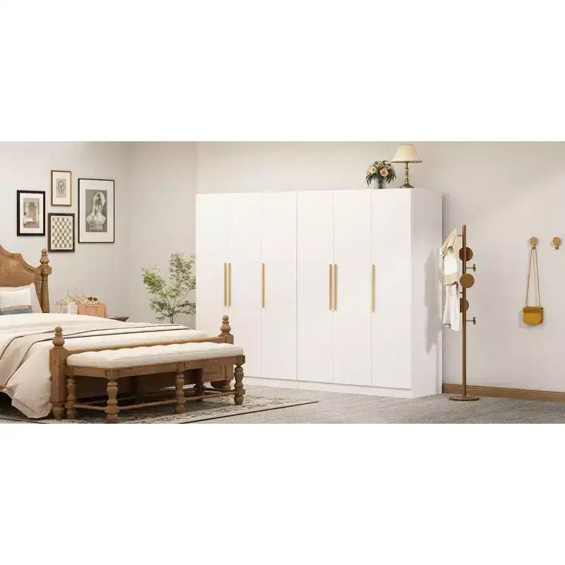 Armadio Hitow Pure White Minimalista a 3 Ante Arricchisce lo Spazio per Riporre e Appendere