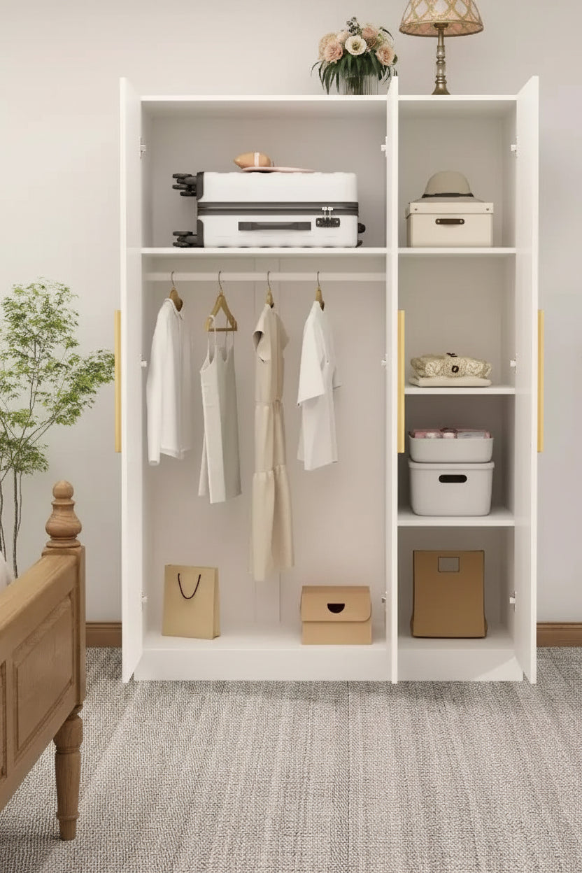 Armadio Hitow Pure White Minimalista a 3 Ante Arricchisce lo Spazio per Riporre e Appendere