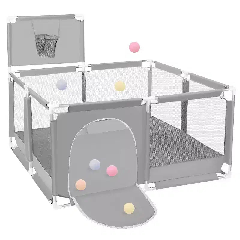 Box per Bambini Portatile 50x50 con 4 Pannelli e Canestro da Basket