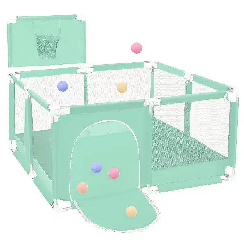 Box per Bambini Portatile 50x50 con 4 Pannelli e Canestro da Basket
