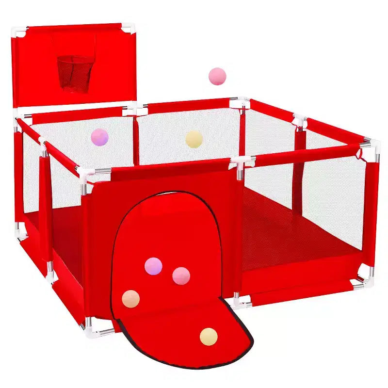 Box per Bambini Portatile 50x50 con 4 Pannelli e Canestro da Basket