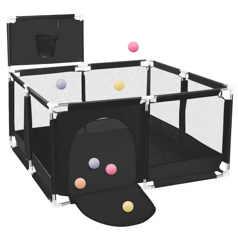 Box per Bambini Portatile 50x50 con 4 Pannelli e Canestro da Basket