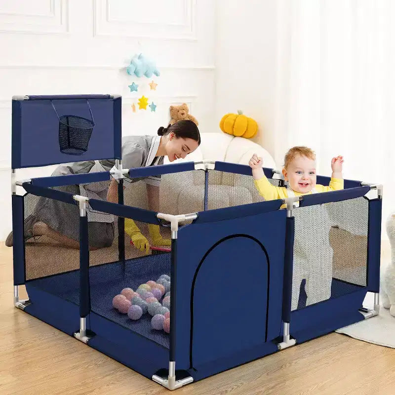 Box per Bambini Portatile 50x50 con 4 Pannelli e Canestro da Basket