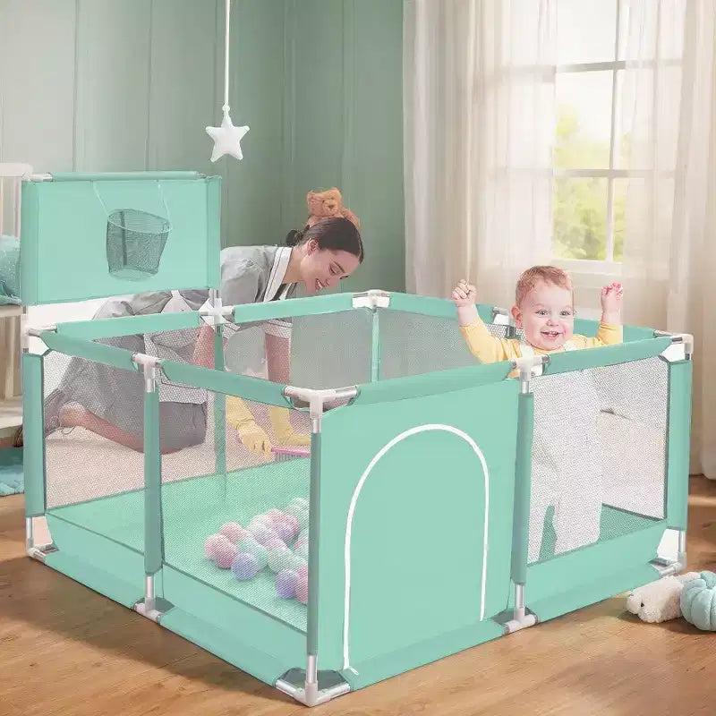 Box per Bambini Portatile 50x50 con 4 Pannelli e Canestro da Basket