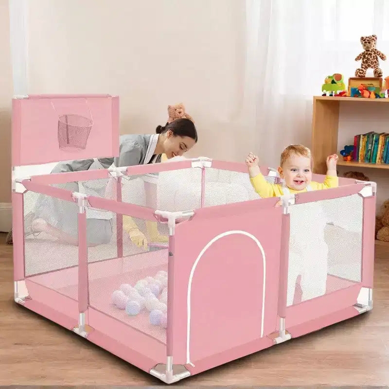 Box per Bambini Portatile 50x50 con 4 Pannelli e Canestro da Basket