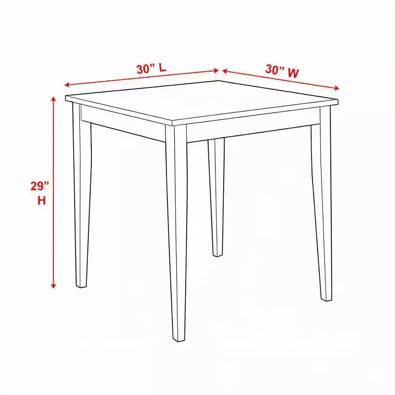 Tavolo da Pranzo da Cucina Quadrato in Legno Massello, 30"x30", Finitura Cappuccino