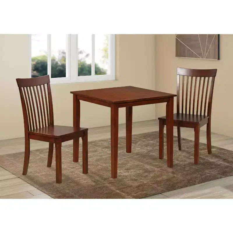 Tavolo da Pranzo da Cucina Quadrato in Legno Massello, 30"x30", Finitura Cappuccino