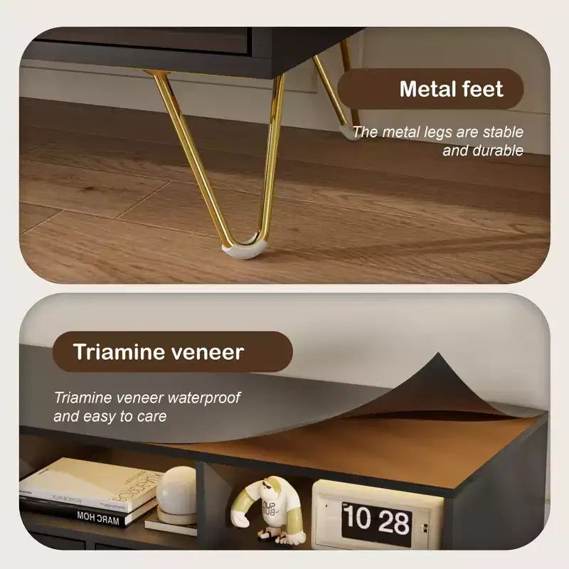 Comò a 6 cassetti con luci a LED, cassettiera moderna con 3 ripiani aperti per camera da letto