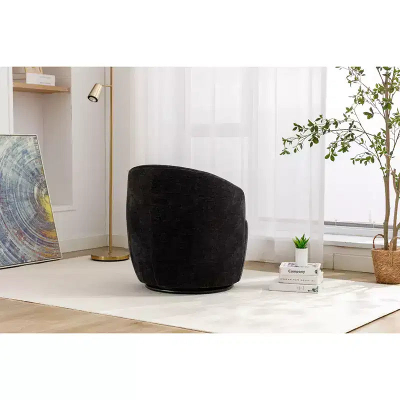 Poltrona girevole d'accento, base rotonda girevole, schienale ergonomico, poltrona girevole a 360° rivestita per soggiorno