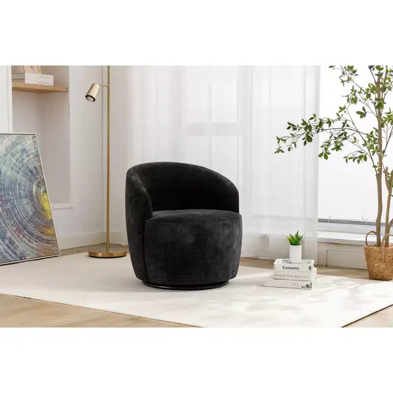 Poltrona girevole d'accento, base rotonda girevole, schienale ergonomico, poltrona girevole a 360° rivestita per soggiorno