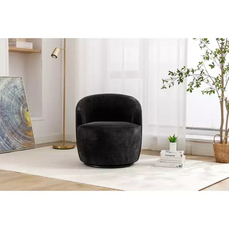 Poltrona girevole d'accento, base rotonda girevole, schienale ergonomico, poltrona girevole a 360° rivestita per soggiorno