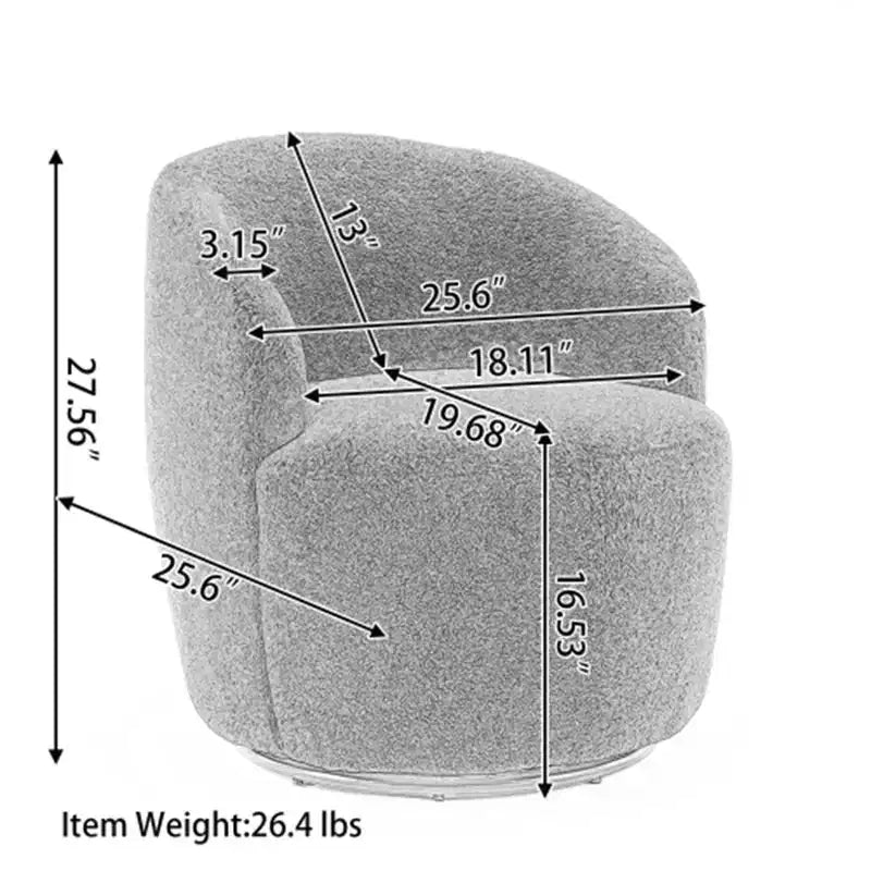 Poltrona girevole d'accento, base rotonda girevole, schienale ergonomico, poltrona girevole a 360° rivestita per soggiorno