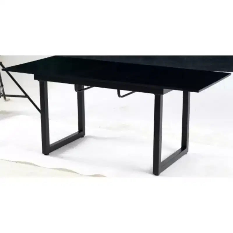 Tavolo da pranzo quadrato allungabile nero con gambe in metallo - Salvaspazio moderno