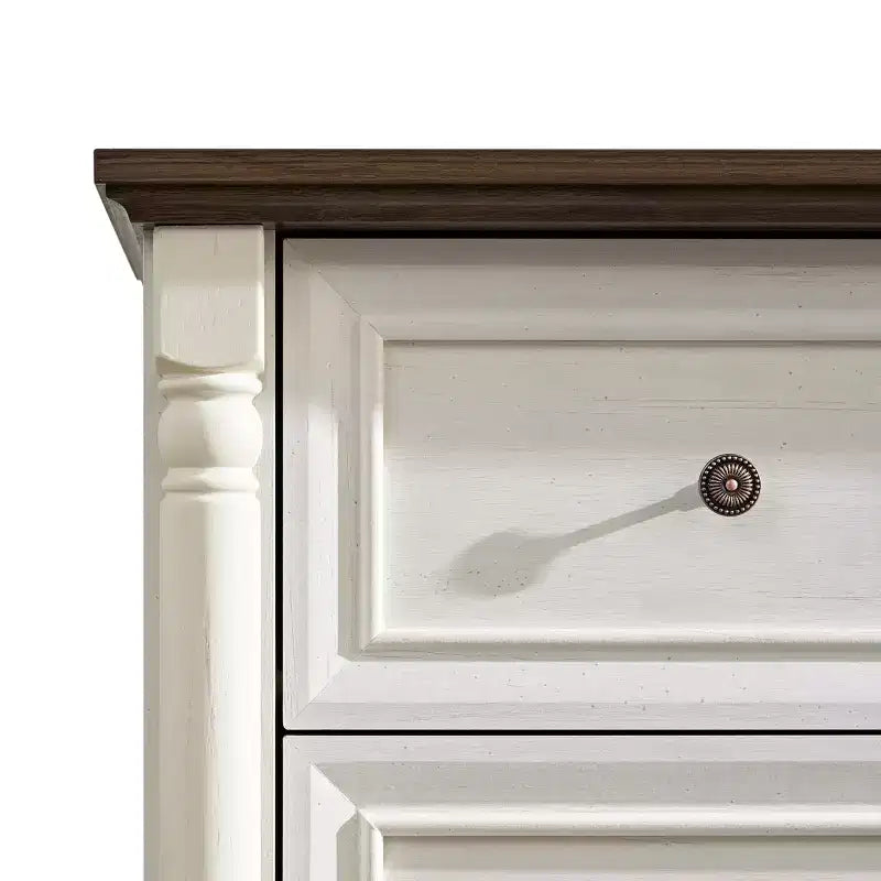 Cassettiera rustica in legno con 6 cassetti, 120 cm di larghezza, struttura in MDF, richiede montaggio da parte di un adulto