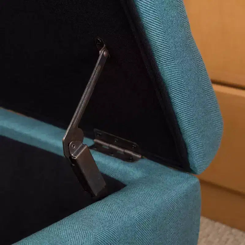 Panca Contenitore con Bottoni Trapuntati, Coperchio Incernierato e Gambe in Legno Massiccio, per Ingresso e Camera da Letto