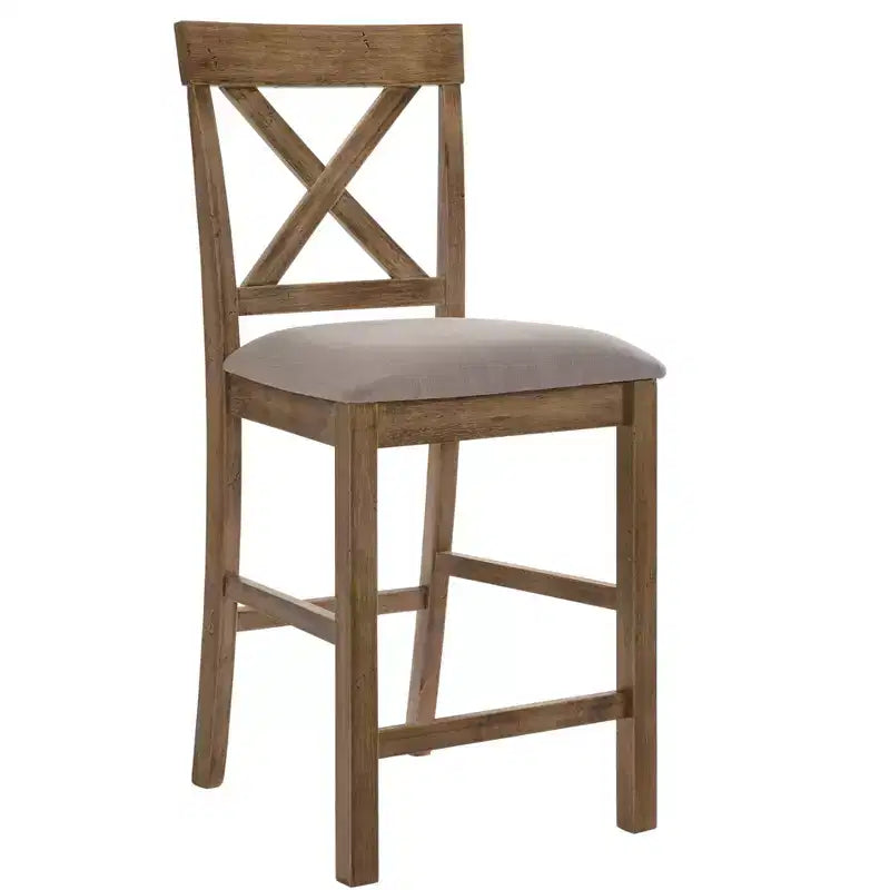 Sedia Royal Hampton in Tessuto Imbottito in Legno Altezza Bancone, Set da 2, Marrone e Grigio