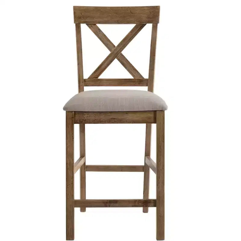 Sedia Royal Hampton in Tessuto Imbottito in Legno Altezza Bancone, Set da 2, Marrone e Grigio