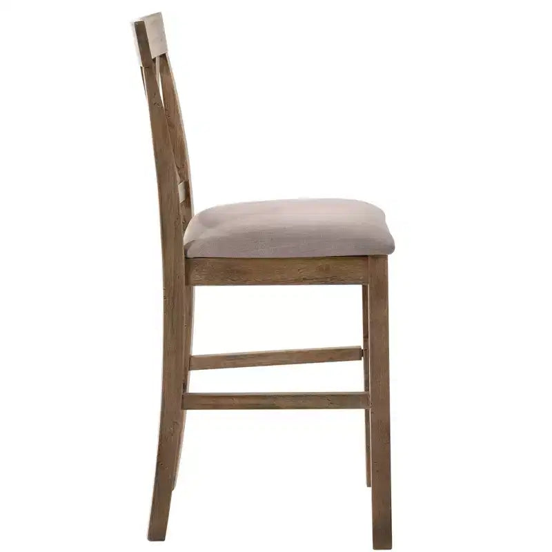Sedia Royal Hampton in Tessuto Imbottito in Legno Altezza Bancone, Set da 2, Marrone e Grigio