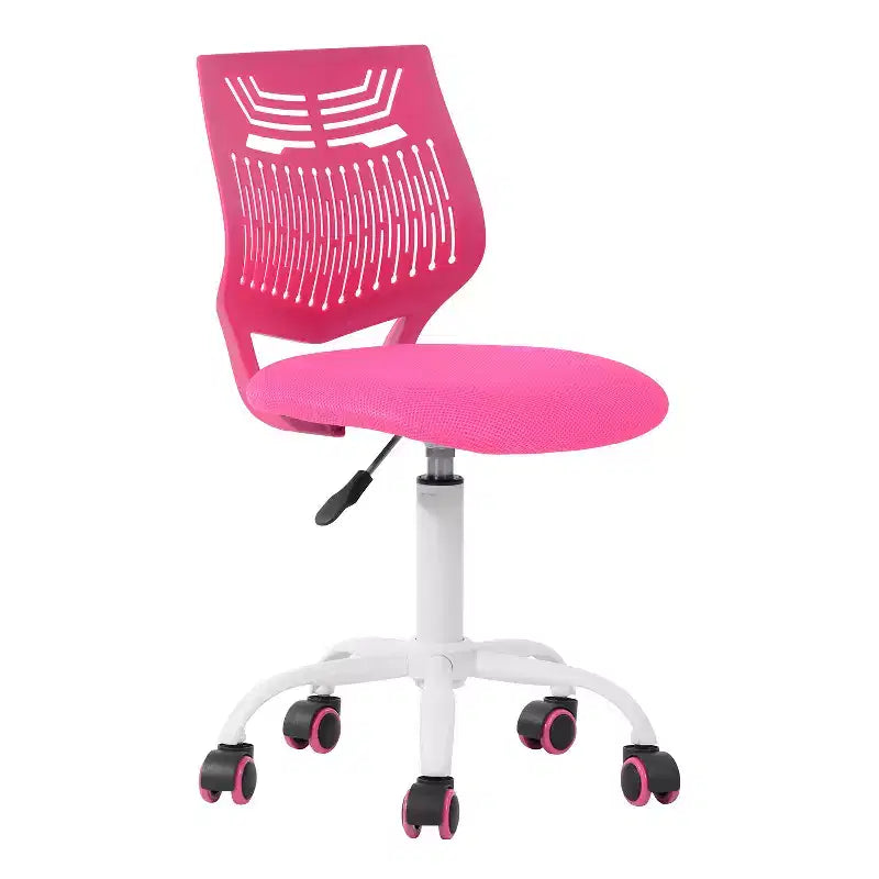 HomeRoots Fuchsia and White Adjustable Height Swivel Rolling Office Chair