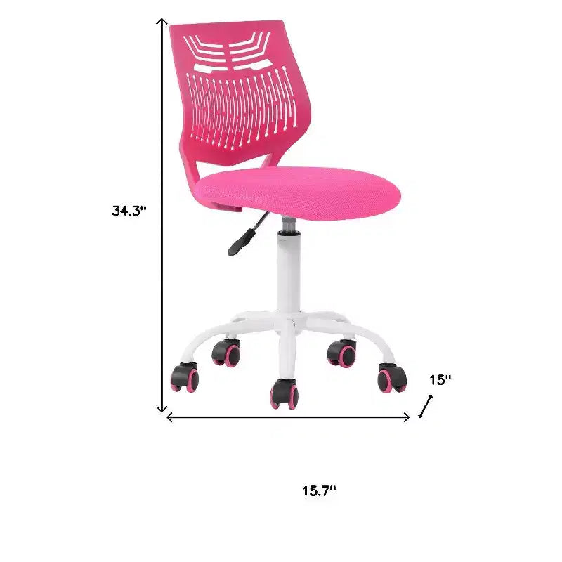 Sedia da ufficio con rotelle regolabile in altezza e girevole, fucsia e bianca, sedia da scrivania moderna e colorata