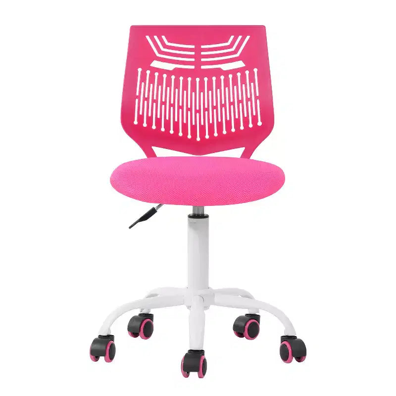 Sedia da ufficio con rotelle regolabile in altezza e girevole, fucsia e bianca, sedia da scrivania moderna e colorata