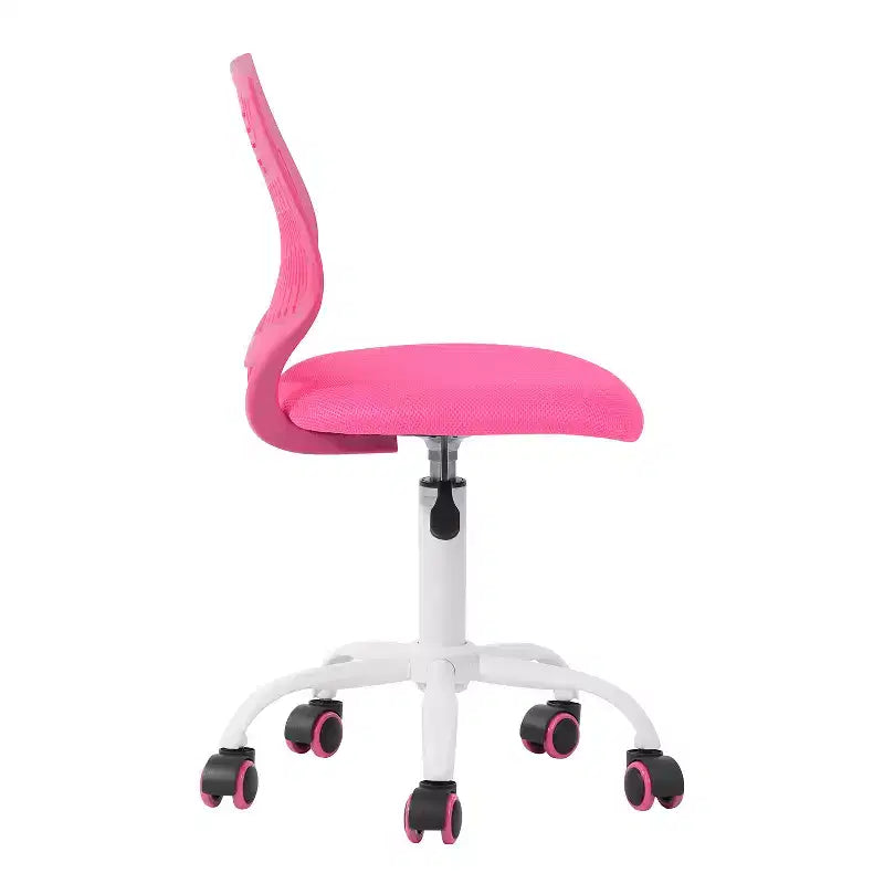 Sedia da ufficio con rotelle regolabile in altezza e girevole, fucsia e bianca, sedia da scrivania moderna e colorata