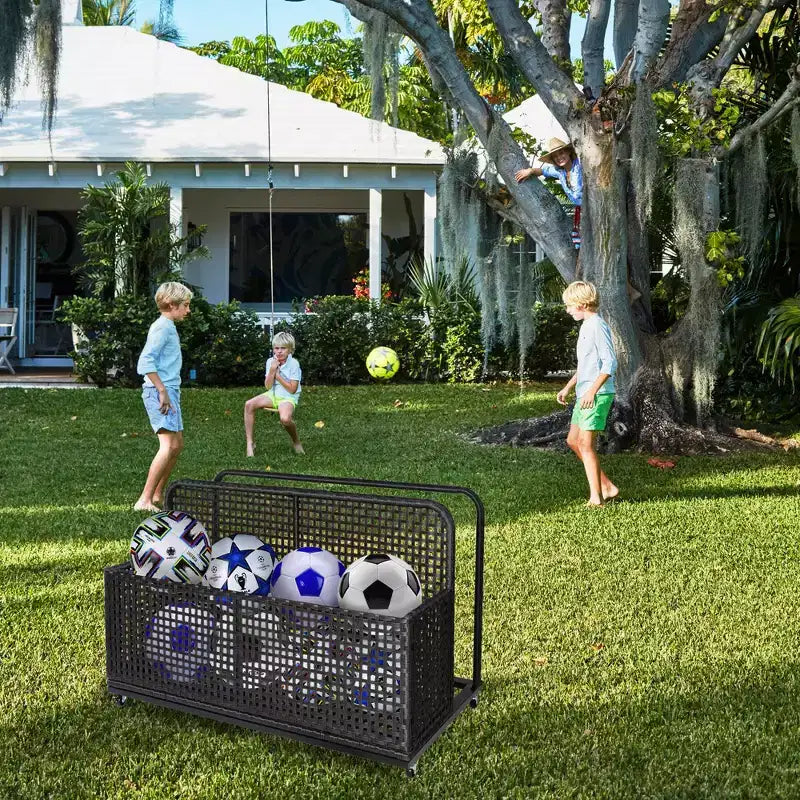Contenitore per oggetti da piscina,Contenitore per oggetti da piscina in PE Rattan,Organizzatore da piscina per cuscini, gonfiabili, tubi galleggianti, giubbotti di salvataggio, palloni da spiaggia, mobili da giardino (Grigio)