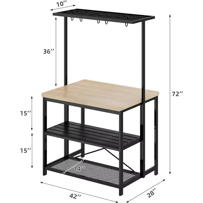 Credenza da Forno Baker da 47 pollici con Presa Elettrica, Isola da Cucina con Finitura in Legno e Ripiani, Porta Microonde per Cucina, Sala da Pranzo e Soggiorno