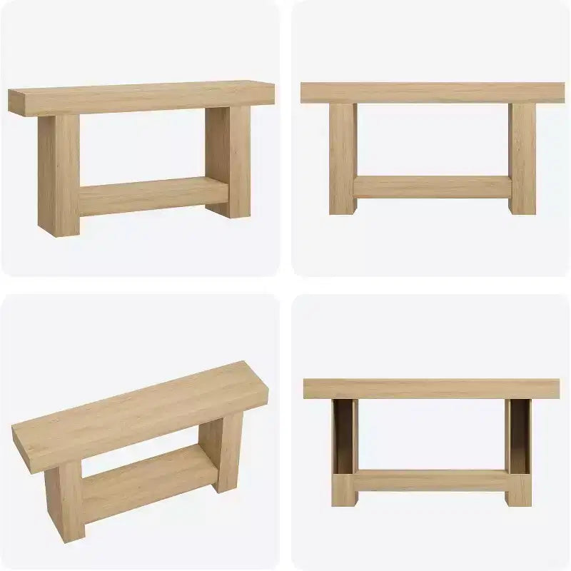 Consolle da ingresso rustica, tavolo da ingresso a 2 ripiani con base a forma di H, tavolo da ingresso stretto, lungo tavolo da divano, tavolino d'accento in legno per il soggiorno