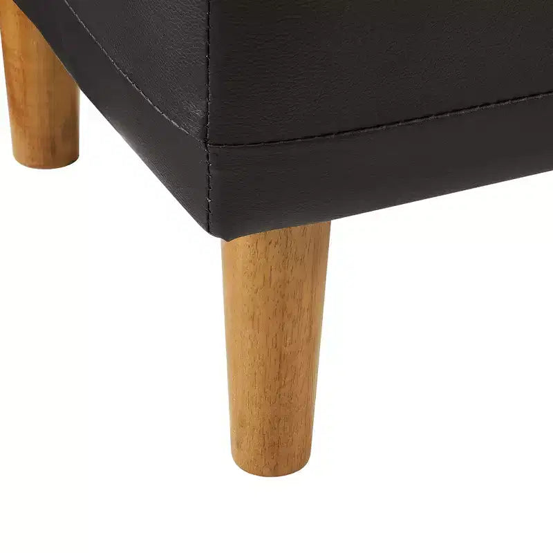 Panca Contenitore Moderna in Similpelle PU 44", Contenitore Profondo 6.1", Facile da Pulire, Nera