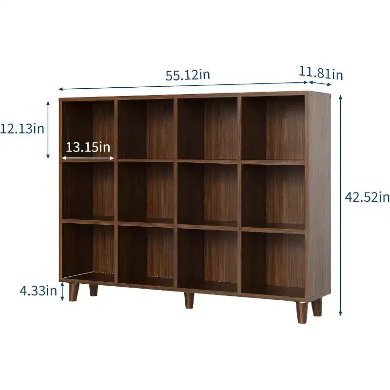 Libreria Organizer a Cubi, Scaffale Aperto Autoportante con Base a Gambe, Mensola Espositiva Moderna