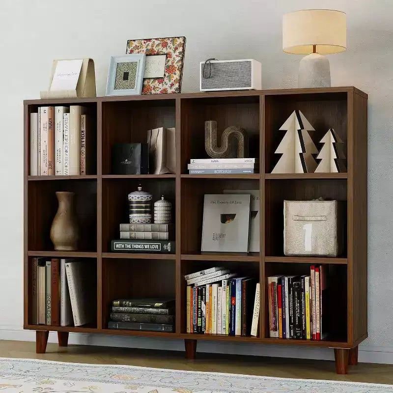 Libreria Organizer a Cubi, Scaffale Aperto Autoportante con Base a Gambe, Mensola Espositiva Moderna