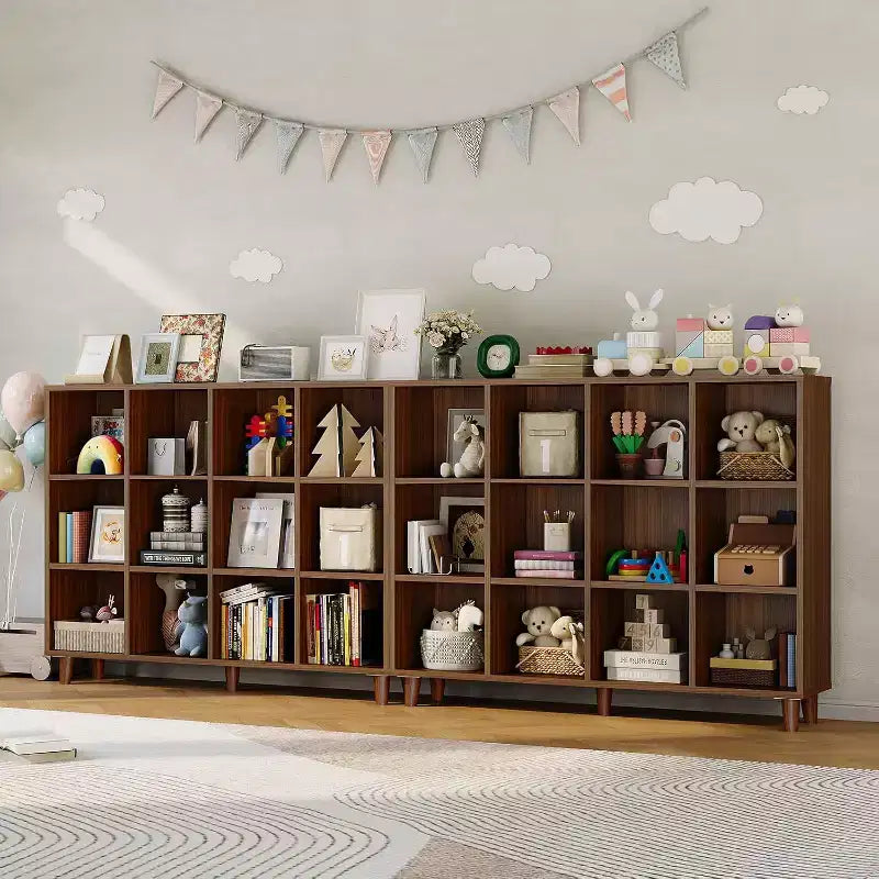 Libreria Organizer a Cubi, Scaffale Aperto Autoportante con Base a Gambe, Mensola Espositiva Moderna