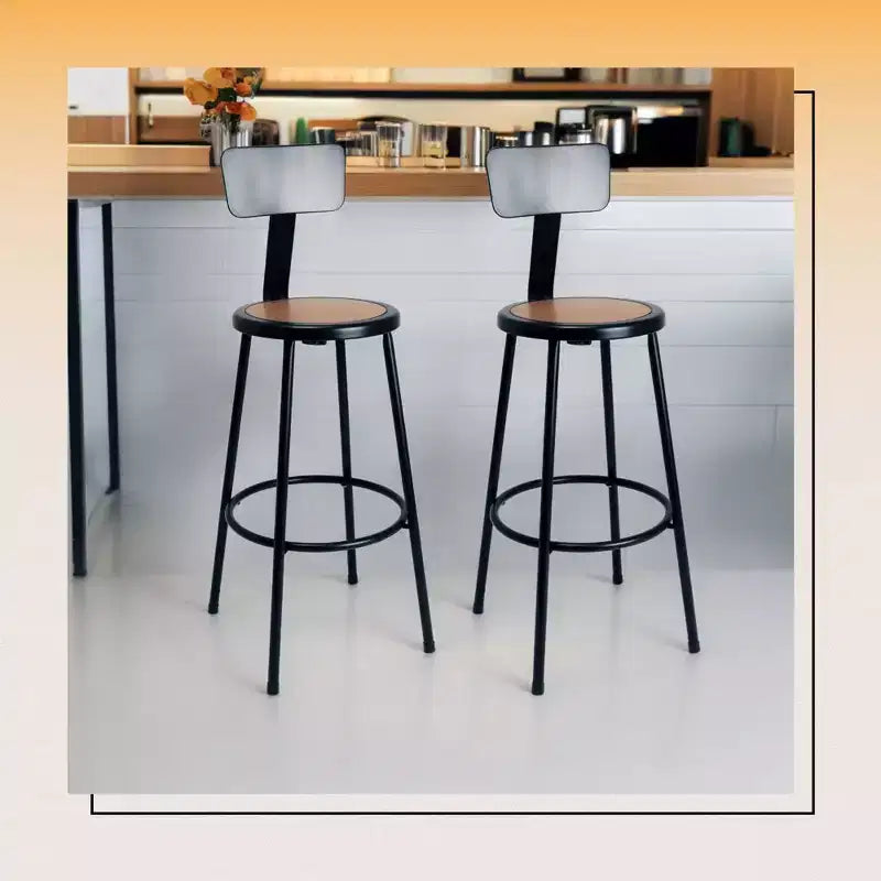 Sgabello da bar in acciaio da 30" con schienale, sgabello da banco in metallo stile industriale nero