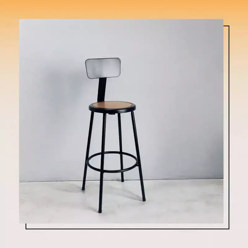 Sgabello da bar in acciaio da 30" con schienale, sgabello da banco in metallo stile industriale nero