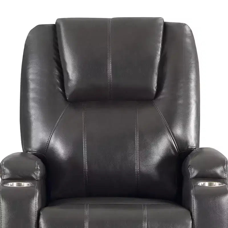 Divano reclinabile Leather Aire in Gunmetal, divano reclinabile moderno da salotto