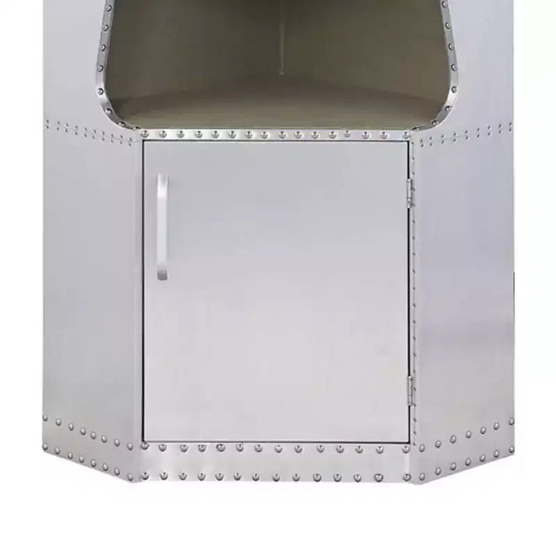 Armadietto Decorativo in Alluminio, 145 cm H, 2 Ante e 1 Cassetto, Nessun Montaggio Richiesto