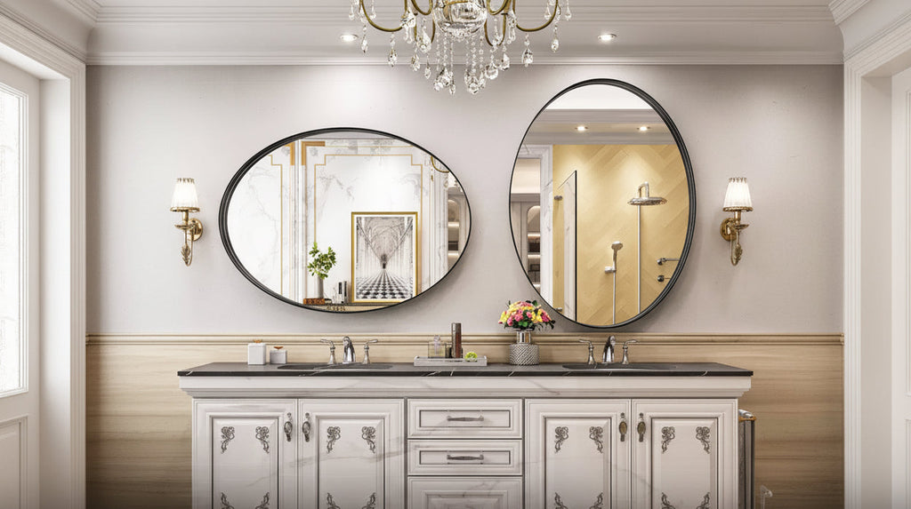 HOMLUX 20x28/24x36/26x38 Oval Pill Bathroom Mirror Wall Mount Decorative Mirror Horizontal Vertical