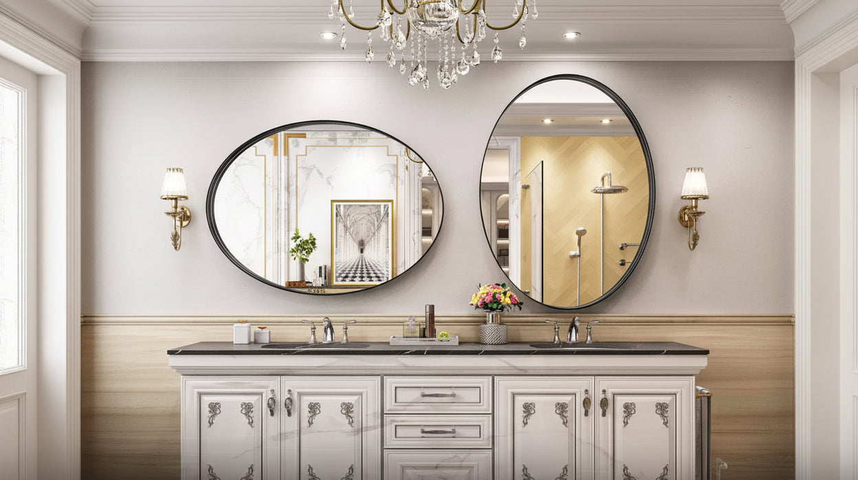 HOMLUX 20x28/24x36/26x38 Oval Pill Bathroom Mirror Wall Mount Decorative Mirror Horizontal Vertical