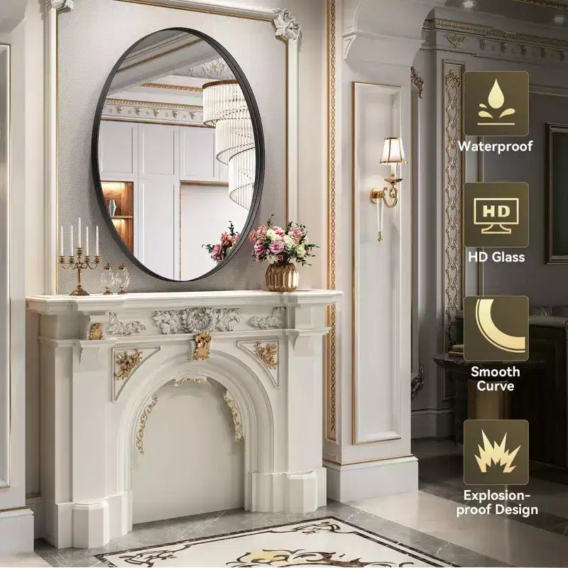 HOMLUX Specchio da bagno ovale a pillola 20x28/24x36/26x38 Specchio decorativo da parete Montaggio orizzontale verticale