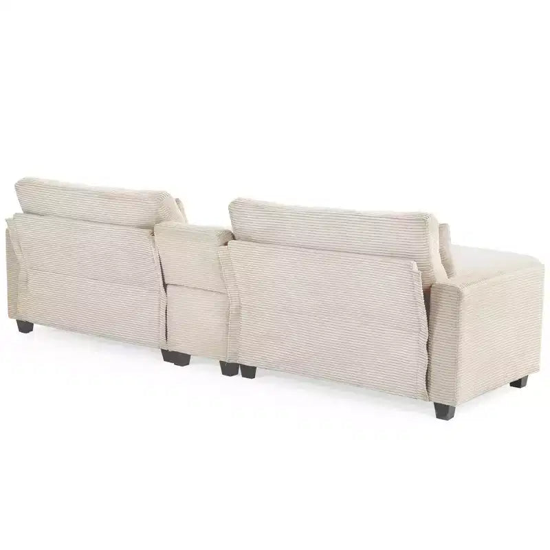 Divano sezionale a 3 posti in velluto a coste da 112" con pouf per soggiorno, 3 posti