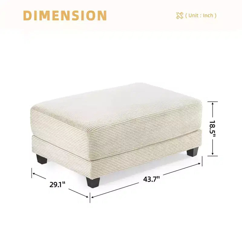 Divano sezionale a 3 posti in velluto a coste da 112" con pouf per soggiorno, 3 posti
