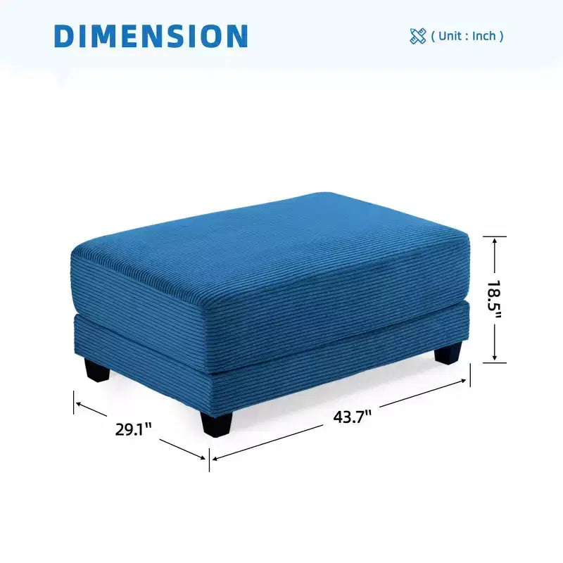 Divano sezionale a 3 posti in velluto a coste da 112" con pouf per soggiorno, 3 posti