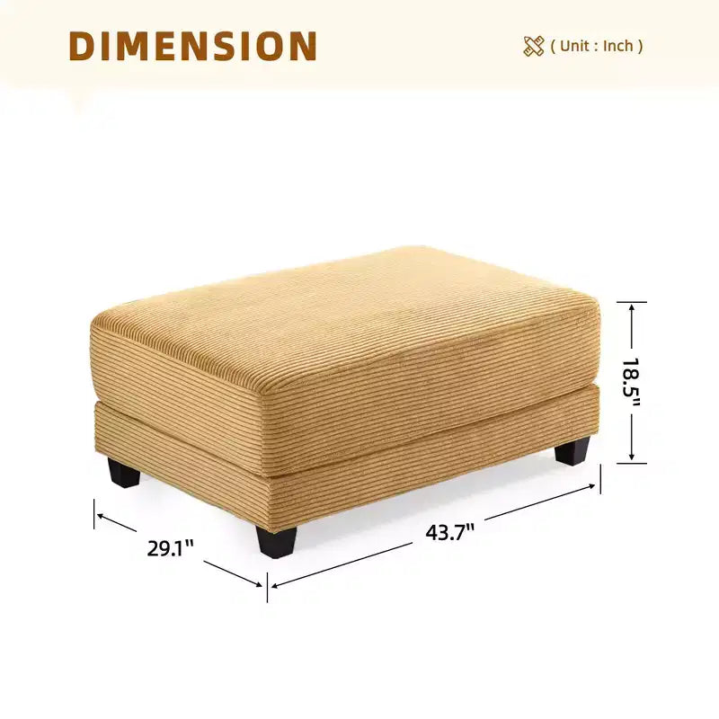 Divano sezionale a 3 posti in velluto a coste da 112" con pouf per soggiorno, 3 posti