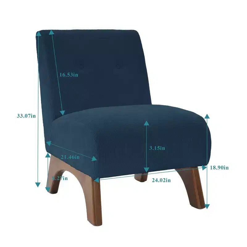 Sedia imbottita in velluto a coste con gambe in legno, sedia da lettura moderna per soggiorno