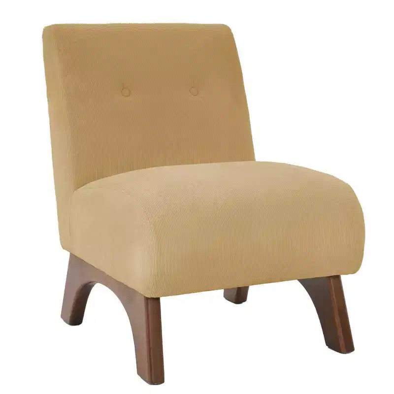 Sedia imbottita in velluto a coste con gambe in legno, sedia da lettura moderna per soggiorno