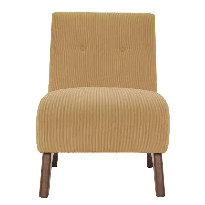Sedia imbottita in velluto a coste con gambe in legno, sedia da lettura moderna per soggiorno