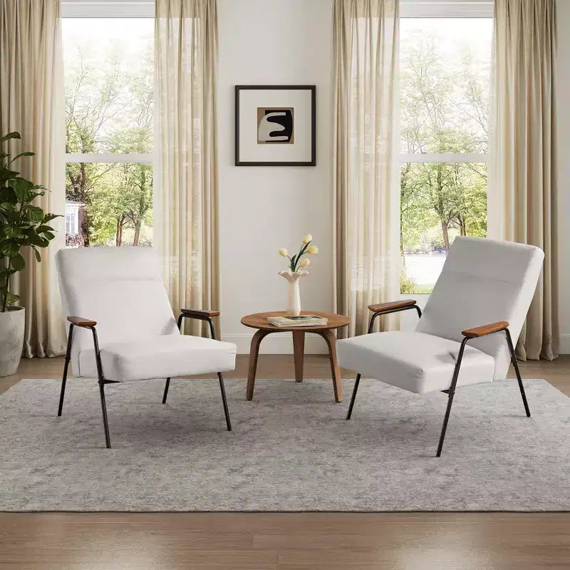 Poltrona imbottita con braccioli, 75,5 cm L x 85,5 cm P x 86,5 cm H, Bianca