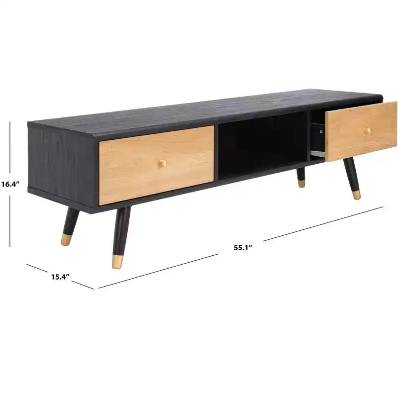 Mobile Porta TV con 1 Cassetto, Nero e Rovere, Consolle TV Moderna con Spazio di Archiviazione per Soggiorno
