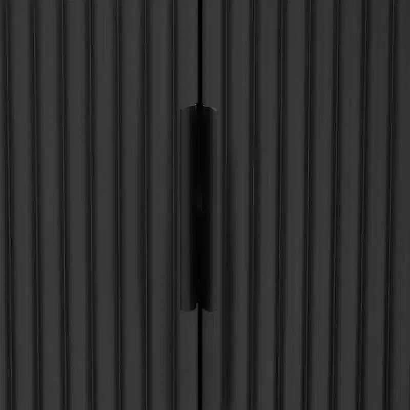 Credenza a 4 ante a strisce verticali da 160 cm con ripiani regolabili e maniglie in metallo per studio, ingresso o soggiorno